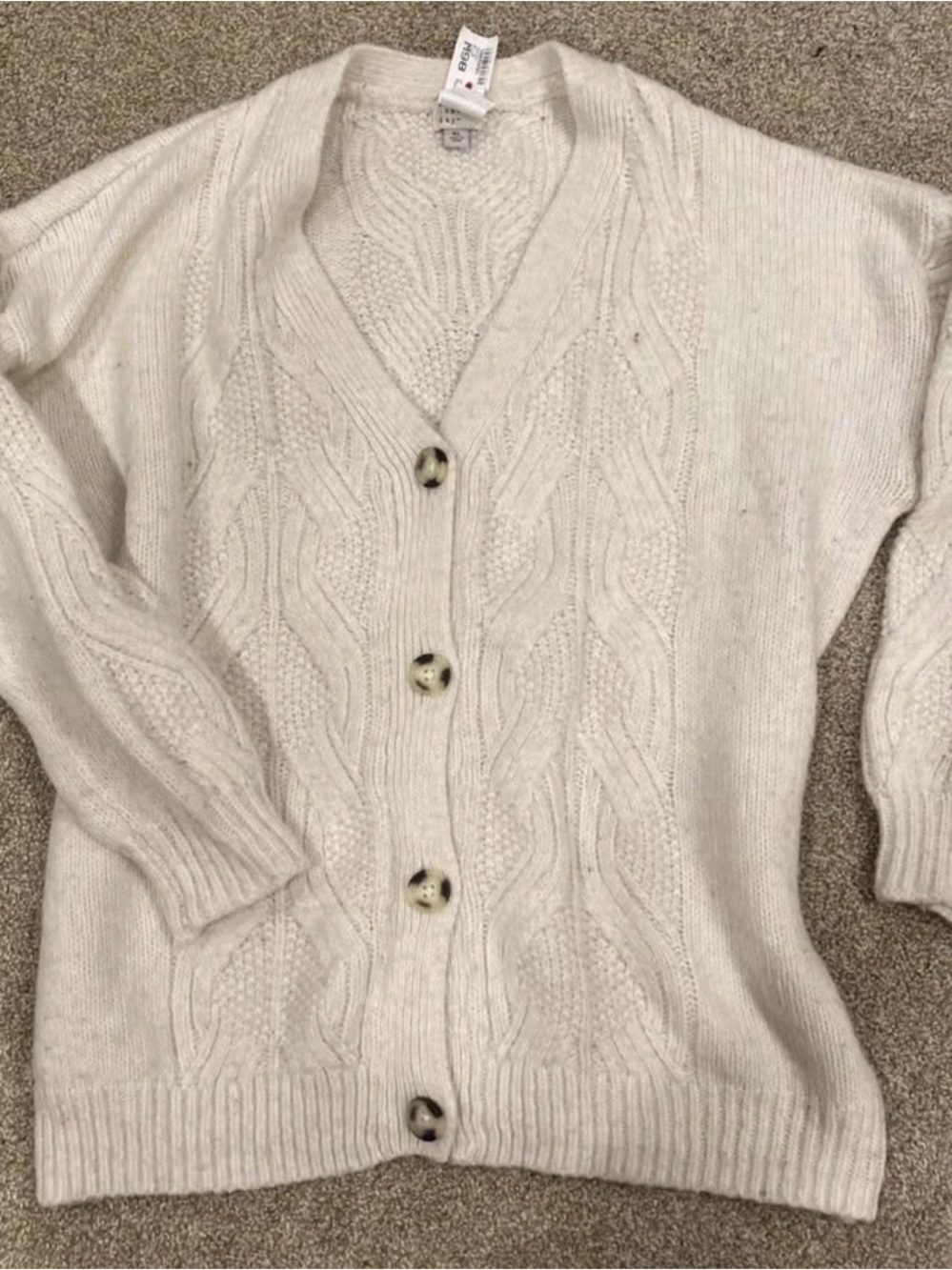 a new day Cream Cable Knit Button Cardigan